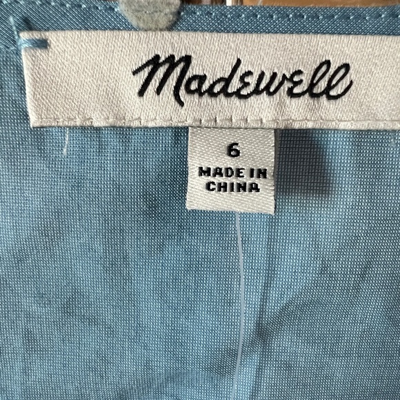 Madewell Blue Polka Dot Button Front Top Peplum Cotton Size 6 NWT Coquette - Picture 4 of 7